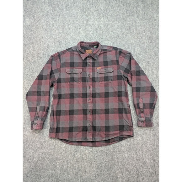 Orvis Other - Orvis Mens Shacket XL Flannel Shirt Button Up Plaid Maroon Gray Casual Outdoorsy